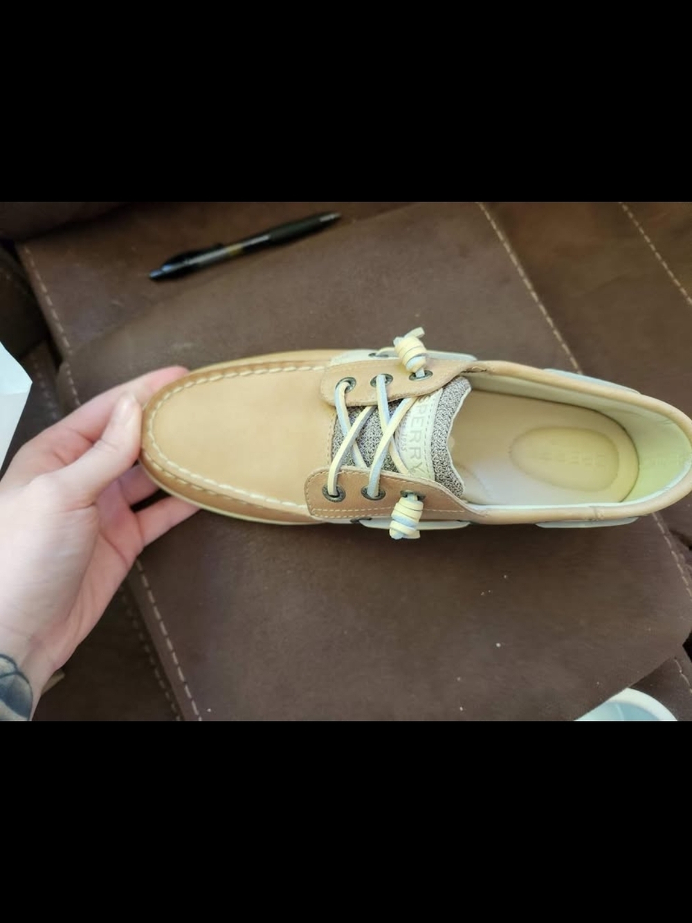 Sperry Songfish Core Linen/Oat Casual Boat Shoe - Tan